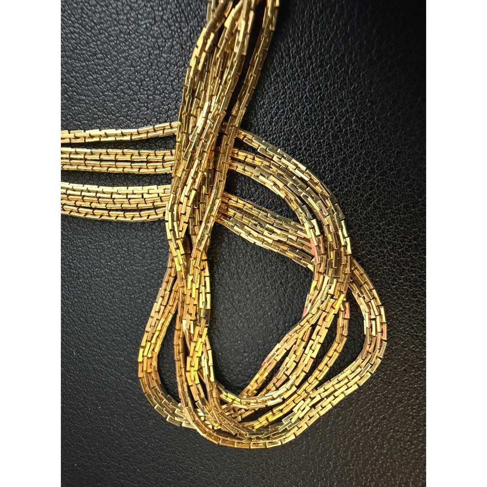 Vintage Necklace Triple Strand Layered Gold Tone 32"